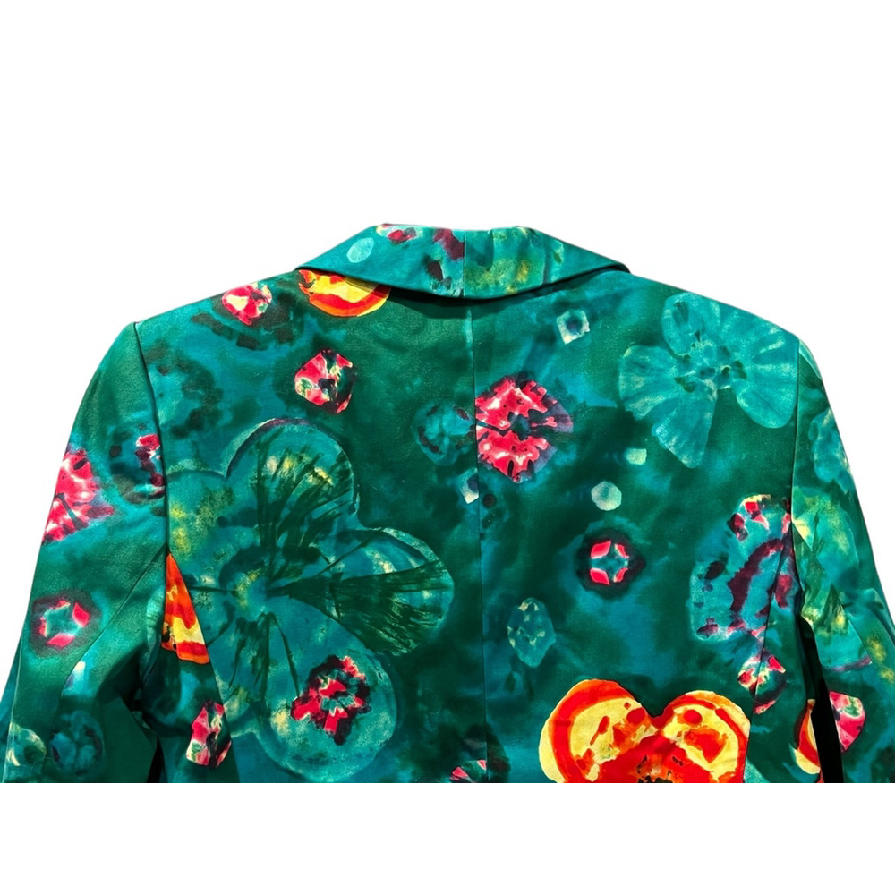 Harve Benard Teal Floral Satin Blazer with Orange & Pink Accents - Picture 7 of 8